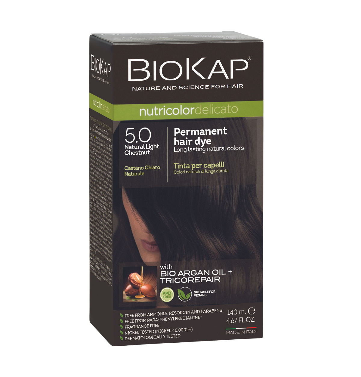 BioKap Nutricolor Delicato 5.0 Natural Light Chestnut Permanent Hair Dye