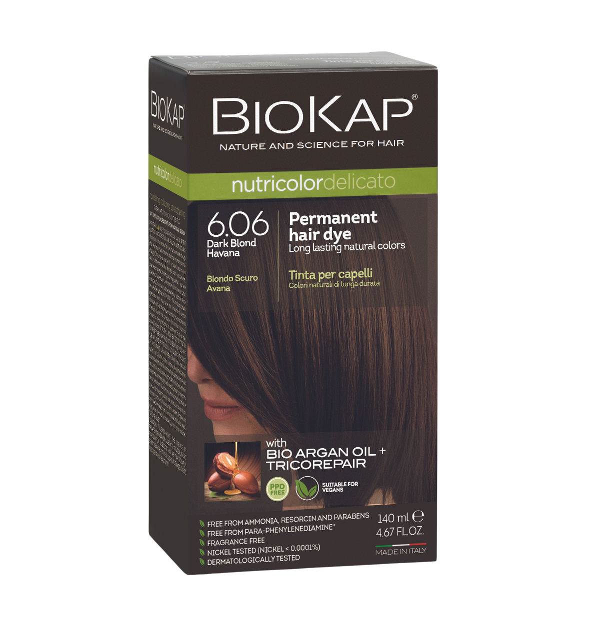 BioKap Nutricolor Delicato 6.06 Dark Blond Havana Permanent Hair Dye