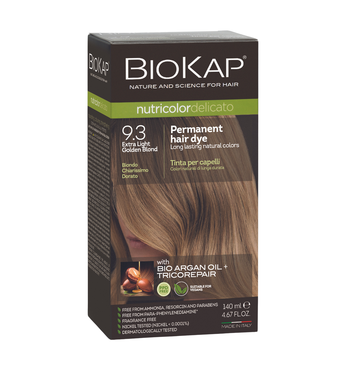 BioKap Nutricolor Delicato 9.3 Extra Light Golden Blond Permanent Hair Dye