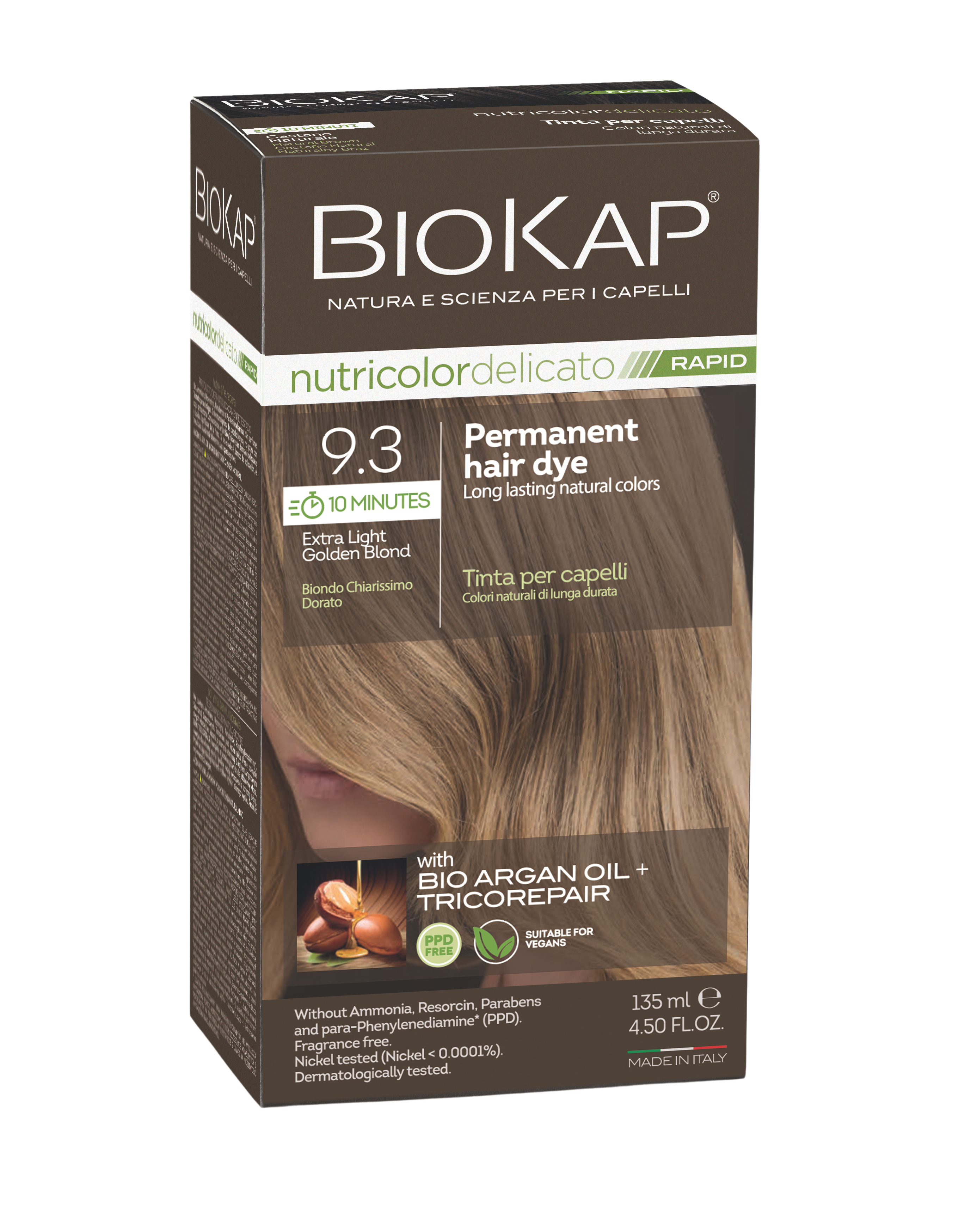 BioKap Nutricolor Delicato Rapid 9.3 Extra Light Golden Blond Permanent Hair Dye