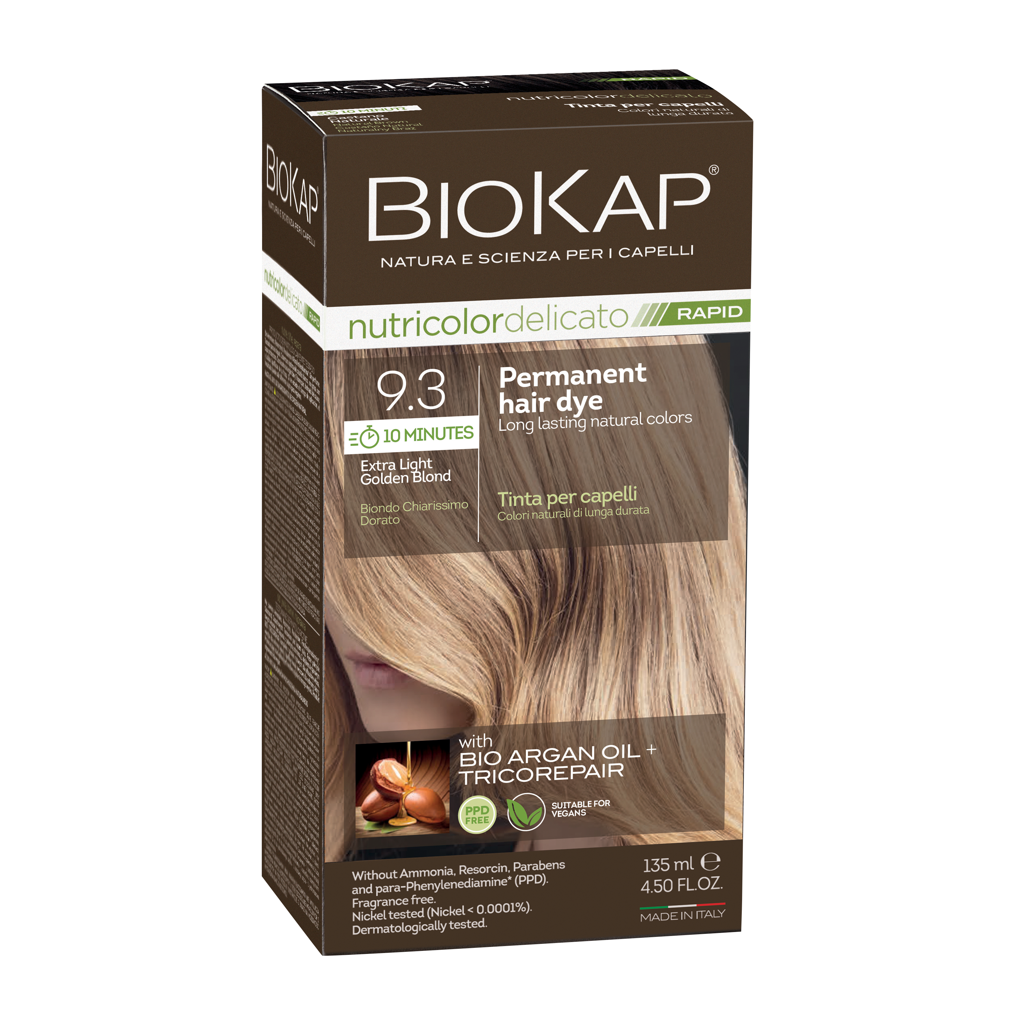 BioKap Nutricolor Delicato Rapid 9.3 Extra Light Golden Blond Permanent Hair Dye