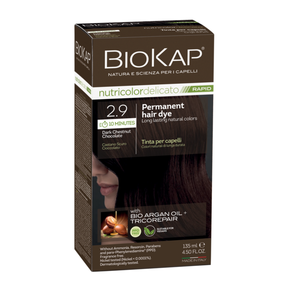 BioKap Nutricolor Delicato Rapid 2.9 Dark Chestnut Chocolate Permanent Hair Dye