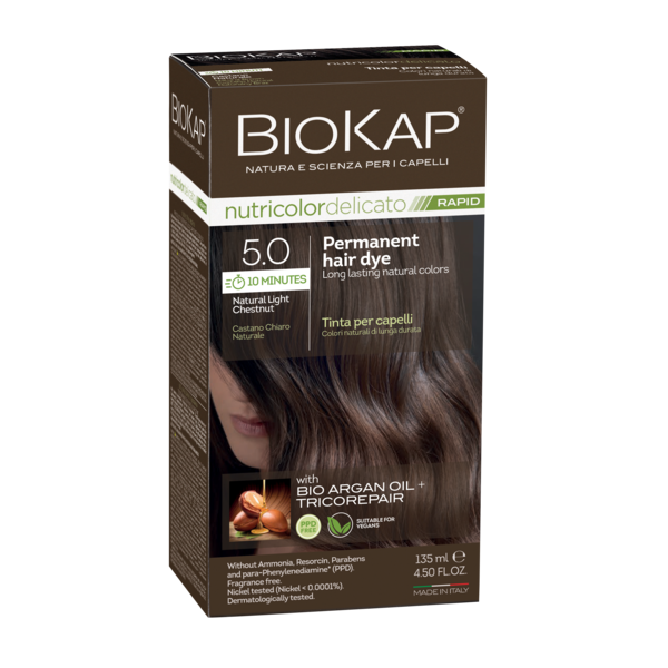 BioKap Nutricolor Delicato Rapid 5.0 Natural Light Chestnut Permanent Hair Dye