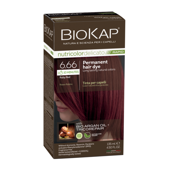 BioKap Nutricolor Delicato Rapid 6.66 Ruby Red Permanent Hair Dye