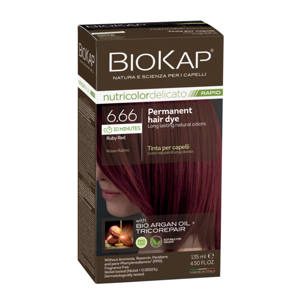 BioKap Nutricolor Delicato Rapid 6.66 Rubin Red Permanent Hair Dye