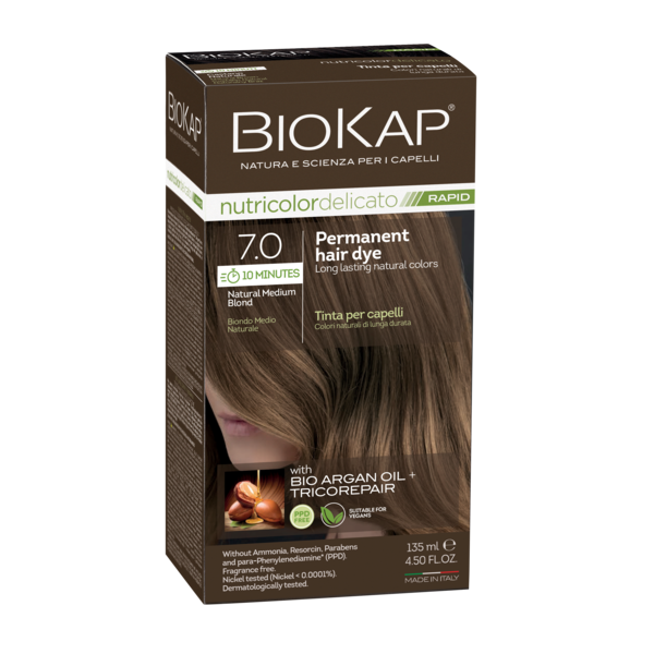 BioKap Nutricolor Delicato Rapid 7.0 Natural Medium Blond Permanent Hair Dye