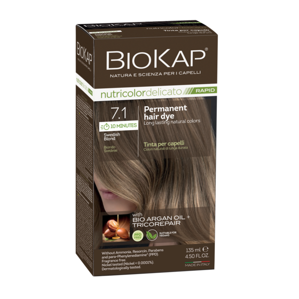 BioKap Nutricolor Delicato Rapid 7.1 Swedish Blond Permanent Hair Dye