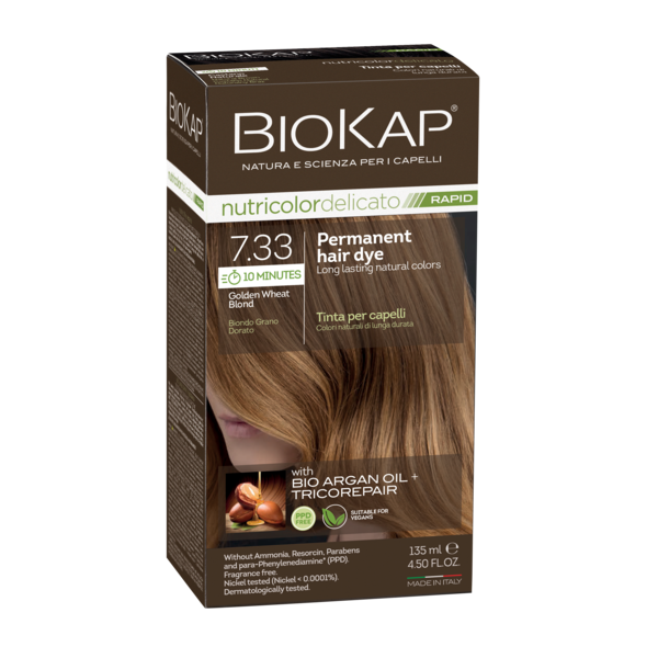 BioKap Nutricolor Delicato Rapid 7.33 Golden Blond Wheat Permanent Hair Dye