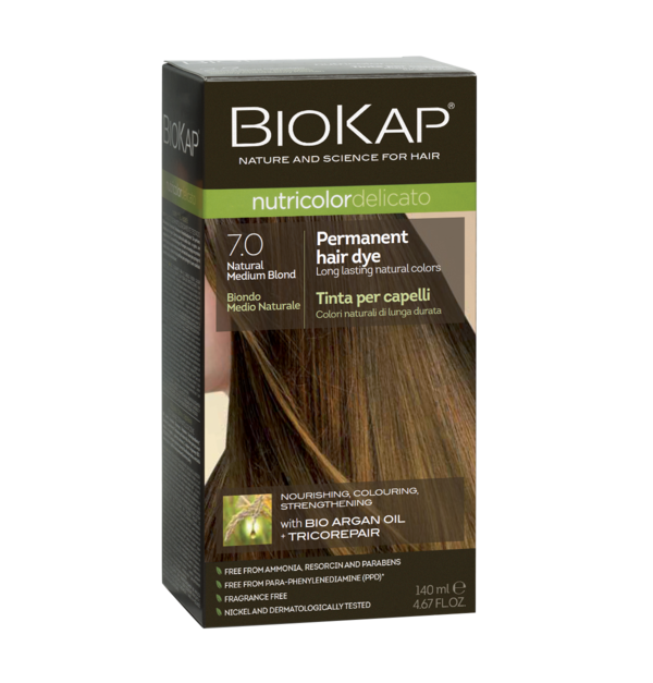 BioKap Nutricolor Delicato 7.0 Natural Medium Blond Permanent Hair Dye